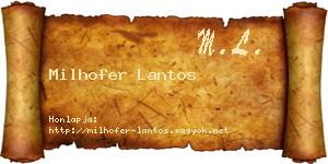 Milhofer Lantos névjegykártya